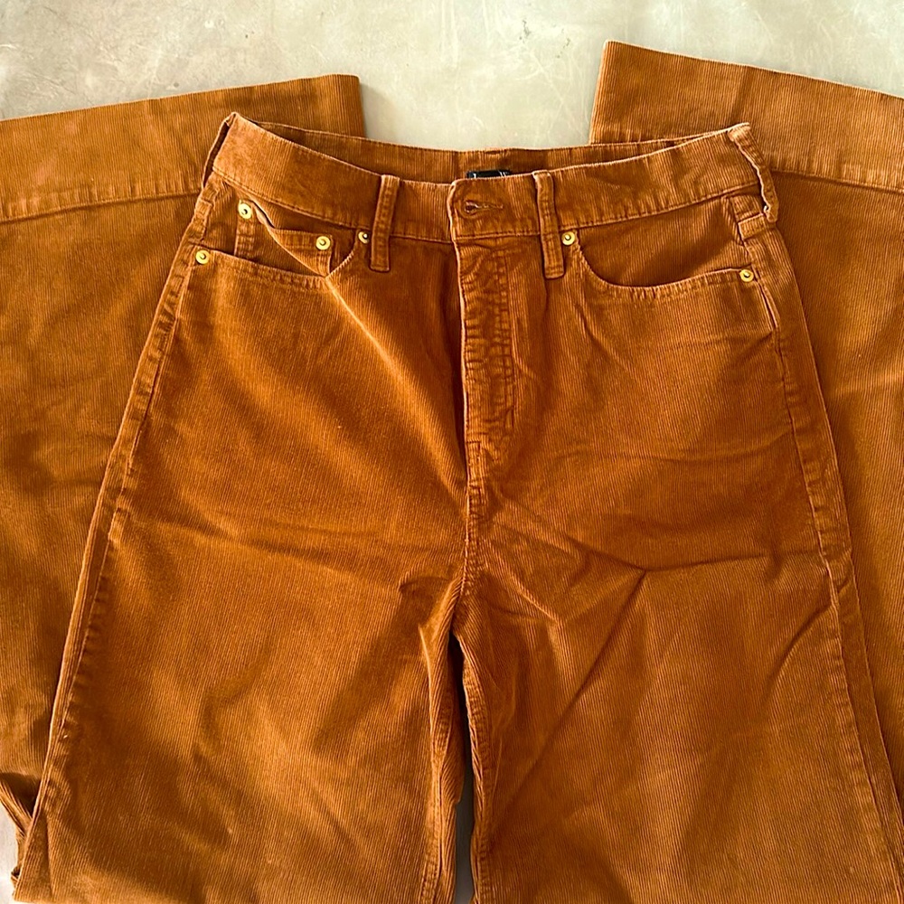 J. Crew Wide-Leg Corduroy Pants in Rust